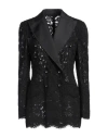 Dolce & Gabbana Double-breasted Satin-trimmed Corded Lace Blazer In Black