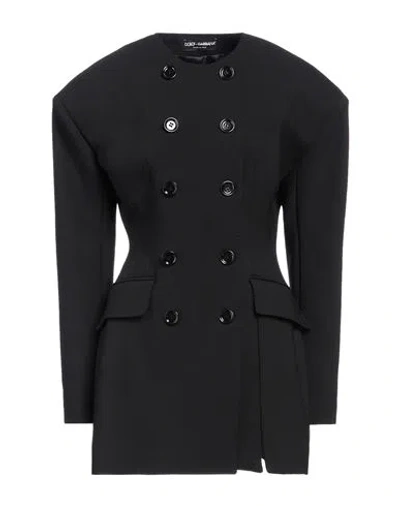 Dolce & Gabbana Woman Blazer Black Size 12 Virgin Wool, Polyamide, Elastane