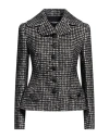 Dolce & Gabbana Woman Blazer Black Size 14 Cotton, Alpaca Wool, Mohair Wool, Virgin Wool, Polyamide In Black