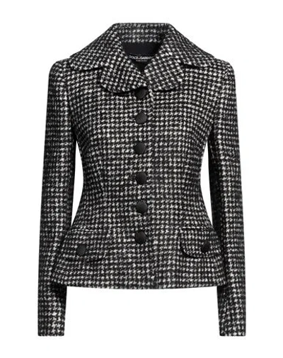 Dolce & Gabbana Woman Blazer Black Size 14 Cotton, Alpaca Wool, Mohair Wool, Virgin Wool, Polyamide