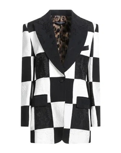 Dolce & Gabbana Woman Blazer Black Size 14 Cotton, Polyester, Viscose, Synthetic Fibers, Silk