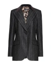 Dolce & Gabbana Woman Blazer Black Size 10 Cotton, Alpaca Wool, Polyamide, Elastane In Black