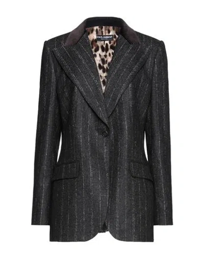 Dolce & Gabbana Woman Blazer Black Size 10 Cotton, Alpaca Wool, Polyamide, Elastane