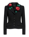 Dolce & Gabbana Woman Blazer Black Size 2 Polyester, Virgin Wool, Elastane, Silk, Cotton In Black
