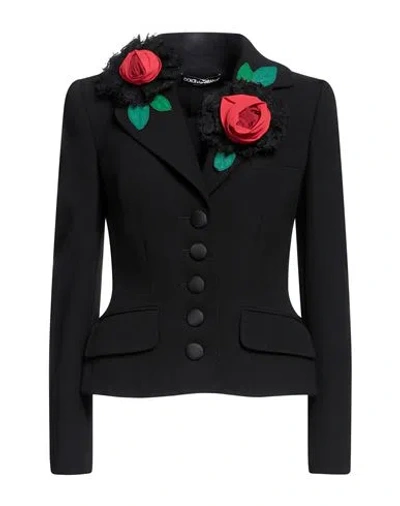 Dolce & Gabbana Woman Blazer Black Size 2 Polyester, Virgin Wool, Elastane, Silk, Cotton