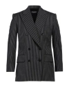 Dolce & Gabbana Woman Blazer Black Size 4 Cotton, Virgin Wool, Elastane In Black