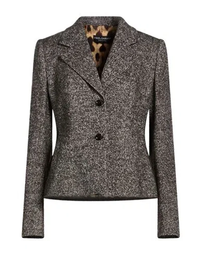 Dolce & Gabbana Woman Blazer Black Size 8 Virgin Wool, Wool, Polyamide, Elastane In Gray