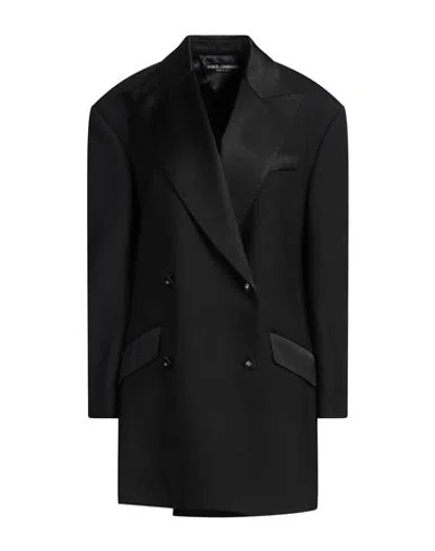 DOLCE & GABBANA DOLCE & GABBANA WOMAN BLAZER BLACK SIZE 8 VISCOSE, SILK, WOOL, POLYESTER