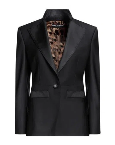 Dolce & Gabbana Woman Blazer Black Size 8 Wool, Silk, Polyamide, Polyester, Elastane