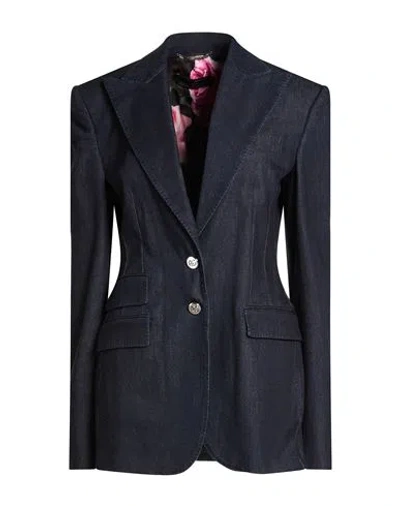 Dolce & Gabbana Woman Blazer Blue Size 10 Lyocell, Cotton, Modal, Silk, Elastane