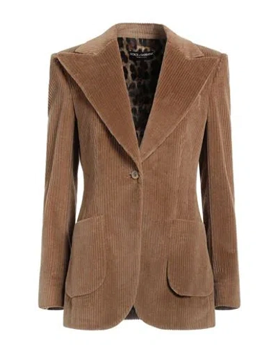 Dolce & Gabbana Woman Blazer Brown Size 8 Cotton, Elastane