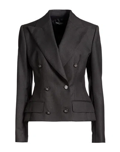 Dolce & Gabbana Woman Blazer Charcoal Size 10 Virgin Wool In Black