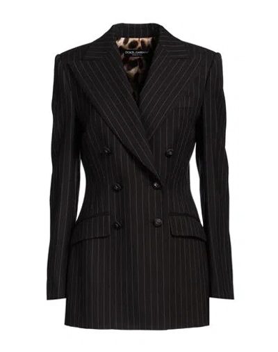 DOLCE & GABBANA DOLCE & GABBANA WOMAN BLAZER DARK BROWN SIZE 6 VIRGIN WOOL