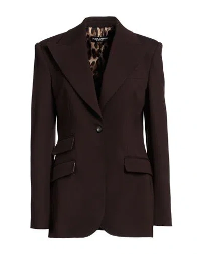 Dolce & Gabbana Woman Blazer Dark Brown Size 8 Viscose, Polyamide, Elastane