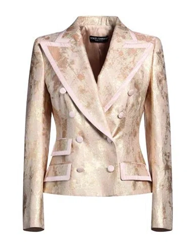 Dolce & Gabbana Woman Blazer Light Pink Size 2 Polyester, Silk, Metallic Polyester