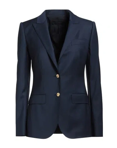 Dolce & Gabbana Woman Blazer Navy Blue Size 8 Wool, Elastane In Multi