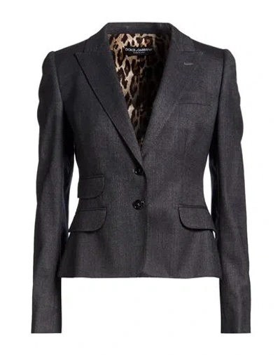 Dolce & Gabbana Woman Blazer Navy Size 4 Virgin Wool, Elastane In Gray