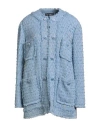 Dolce & Gabbana Light Blue Single-breasted Jacket With Logo Detail On Buttons In Cotton Blend Woman In Blue