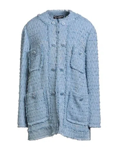 DOLCE & GABBANA DOLCE & GABBANA WOMAN BLAZER SKY BLUE SIZE 6 COTTON, VISCOSE, LINEN, POLYAMIDE