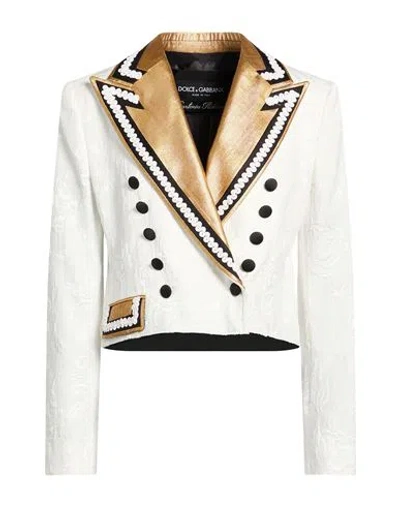 Dolce & Gabbana Woman Blazer White Size 4 Cotton, Silk, Synthetic Fibers, Polyester, Acetate