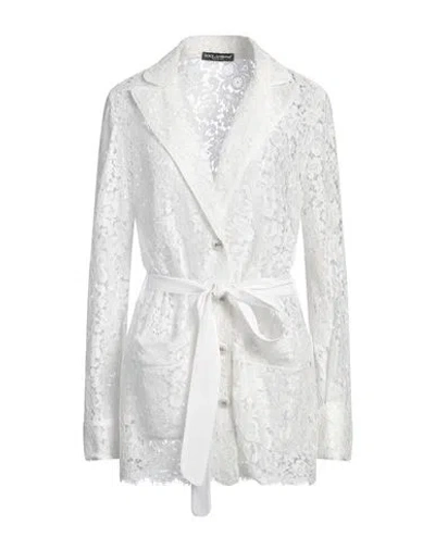 DOLCE & GABBANA DOLCE & GABBANA WOMAN BLAZER WHITE SIZE 6 VISCOSE, COTTON, POLYAMIDE, ACETATE, SILK