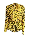 Dolce & Gabbana Pussy-bow Leopard-print Silk-blend Crepe Bodysuit In Yellow