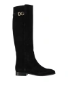 Dolce & Gabbana Dolce  Gabbana Logo Plaque Round Toe Boots In Black