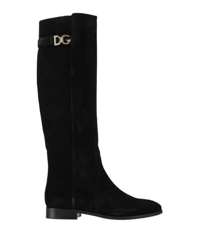 DOLCE & GABBANA DOLCE & GABBANA WOMAN BOOT BLACK SIZE 6.5 LAMBSKIN