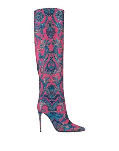 Dolce & Gabbana Woman Boot Fuchsia Size 7.5 Polyester, Textile Fibers, Silk, Polyamide In Pink
