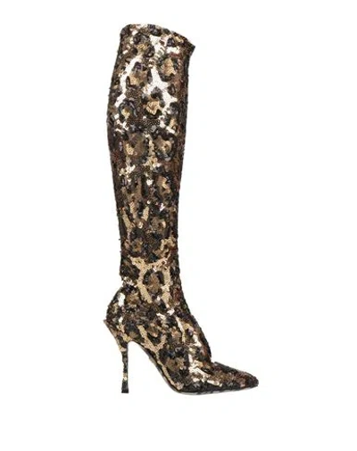 Dolce & Gabbana Woman Boot Gold Size 5 Textile Fibers