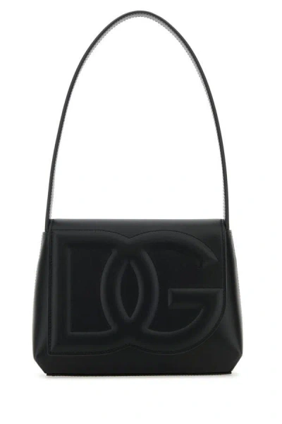 Dolce & Gabbana Woman Black Leather Dg Logo Shoulder Bag