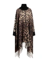 Dolce & Gabbana Leopard-print Fringed Poncho In Brown