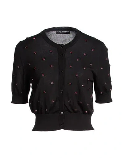 Dolce & Gabbana Woman Cardigan Black Size 8 Cashmere, Silk, Crystal, Brass