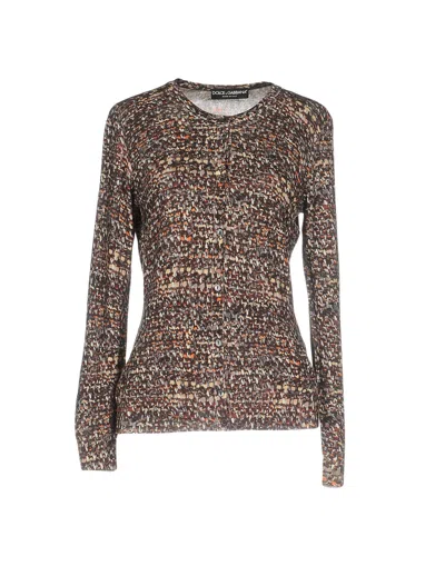 DOLCE & GABBANA DOLCE & GABBANA WOMAN CARDIGAN CHOCOLATE BROWN SIZE 8 VIRGIN WOOL,39717480WE 4