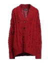 Dolce & Gabbana Red V-neck Wool Knit Button Cardigan Sweater In Red