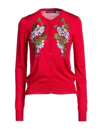 Dolce & Gabbana Woman Cardigan Tomato Red Size 2 Silk, Viscose