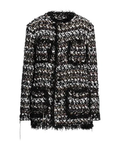 Dolce & Gabbana Woman Coat Black Size 16 Polyamide, Virgin Wool, Silk, Polyethylene, Polyester
