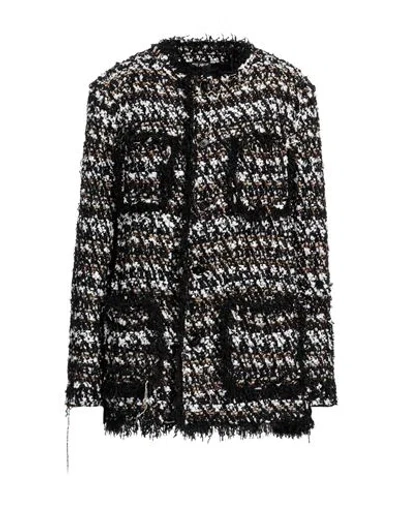 Dolce & Gabbana Woman Coat Black Size 10 Polyamide, Virgin Wool, Silk, Polyethylene, Polyester