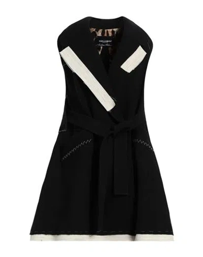 DOLCE & GABBANA DOLCE & GABBANA WOMAN COAT BLACK SIZE 4 POLYESTER, VIRGIN WOOL, SYNTHETIC FIBERS, WOOL, GOAT WOOL