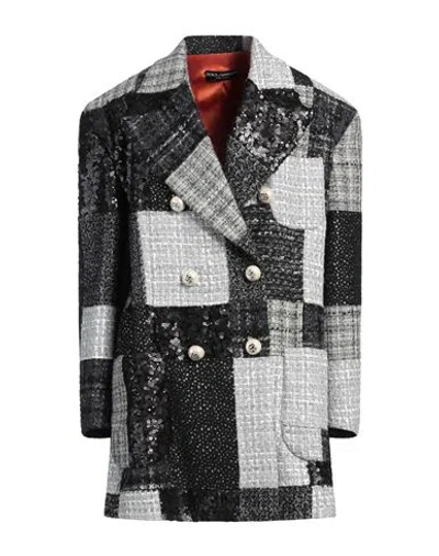 Dolce & Gabbana Woman Coat Black Size 4 Synthetic Fibers, Wool, Cotton, Mohair Wool, Metallic Polyes