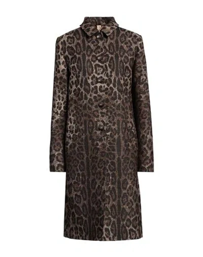 Dolce & Gabbana Woman Coat Brown Size 8 Virgin Wool, Polyamide