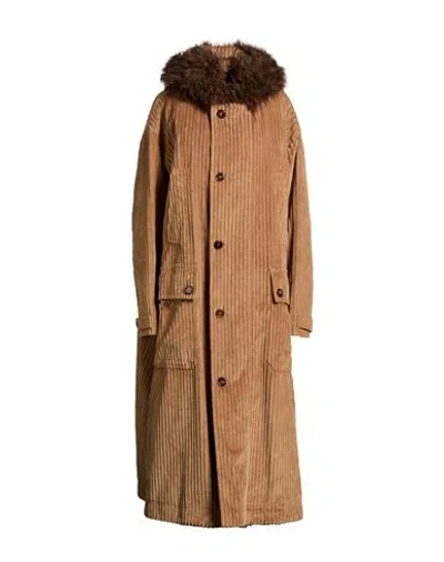 Dolce & Gabbana Woman Coat Camel Size 10 Cotton, Lambswool, Polyester In Brown