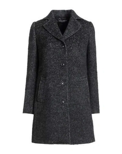 Dolce & Gabbana Woman Coat Charcoal Size 6 Virgin Wool, Alpaca Wool, Mohair Wool, Polyamide In Gray