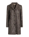 Dolce & Gabbana Woman Coat Dark Brown Size 8 Cotton, Mohair Wool, Virgin Wool, Polyamide, Elastane