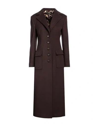 Dolce & Gabbana Woman Coat Dark Brown Size 8 Virgin Wool, Cashmere