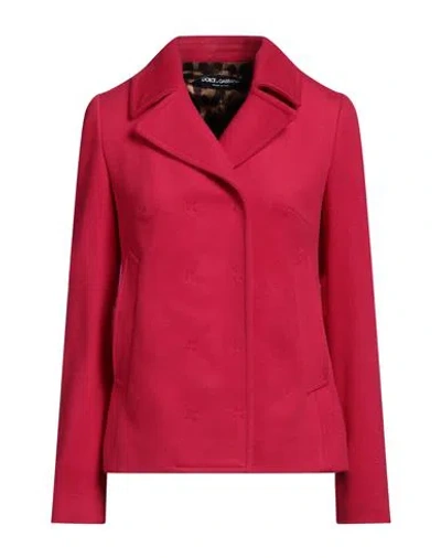 Dolce & Gabbana Woman Coat Fuchsia Size 8 Virgin Wool In Pink