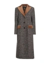 Dolce & Gabbana Woman Coat Khaki Size 2 Wool, Alpaca Wool, Cotton, Polyamide, Elastane In Gray