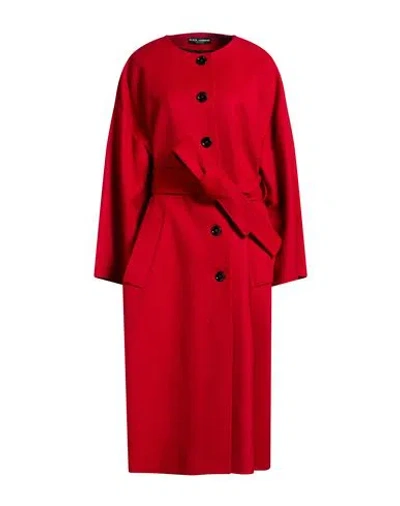 Dolce & Gabbana Woman Coat Red Size 12 Virgin Wool, Cashmere