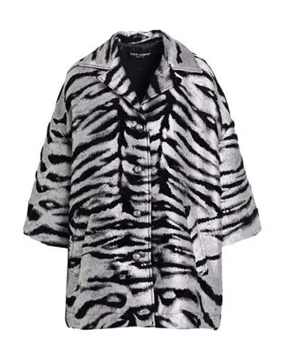 Dolce & Gabbana Woman Coat Silver Size 4 Polyester, Acrylic, Acetate, Metallic Polyester In Multi