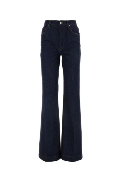Dolce & Gabbana Woman Dark Blue Denim Wide-leg Jeans